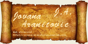 Jovana Aranitović vizit kartica